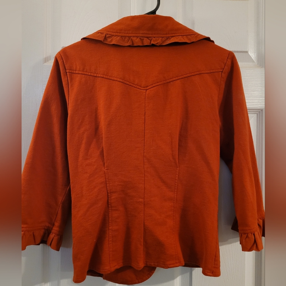 Nick and Mo Orange Ruffle Collar Jacket - Picture 3 of 3